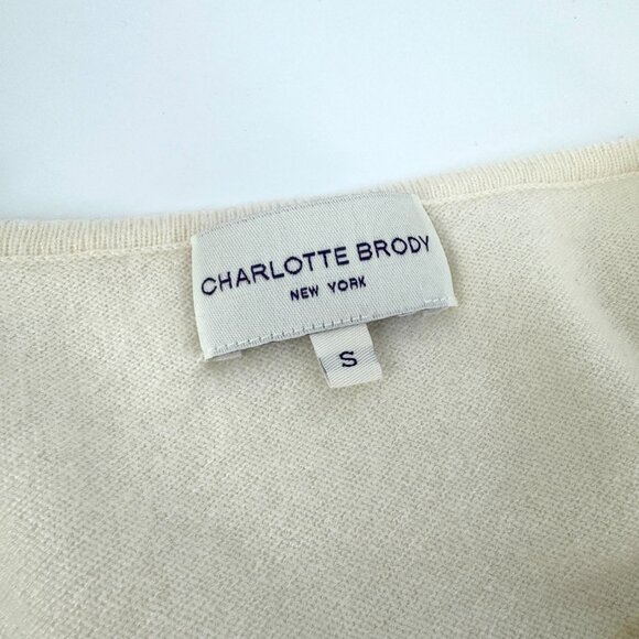 Charlotte Brody Cashmere Short Sleeve Crew Neck Sweater Cream Size Small - Picture 4 of 7
